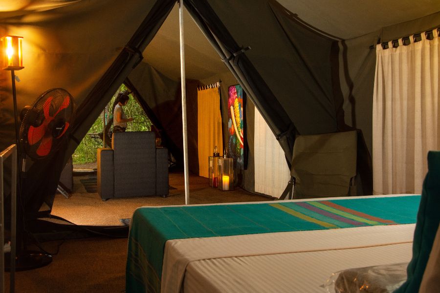 interior design of tent at mahoora tented safari camps wilpattu national park  in sri lanka 