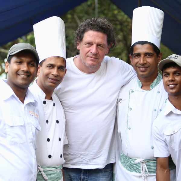 Mahoora staff with celebrity chef at Yala National Park