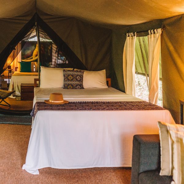 bed arrangement at mahoora tent at yala campsites in sri lanka 