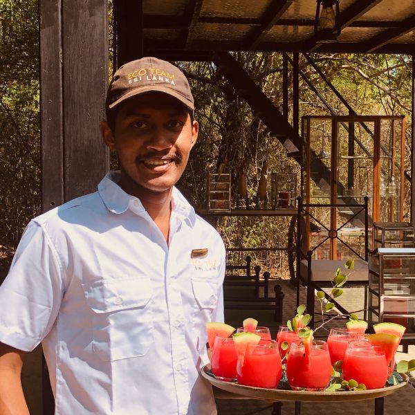 Mahoora Service Staff at mahoora tented safari camps Wilpattu National Park Sri Lanka