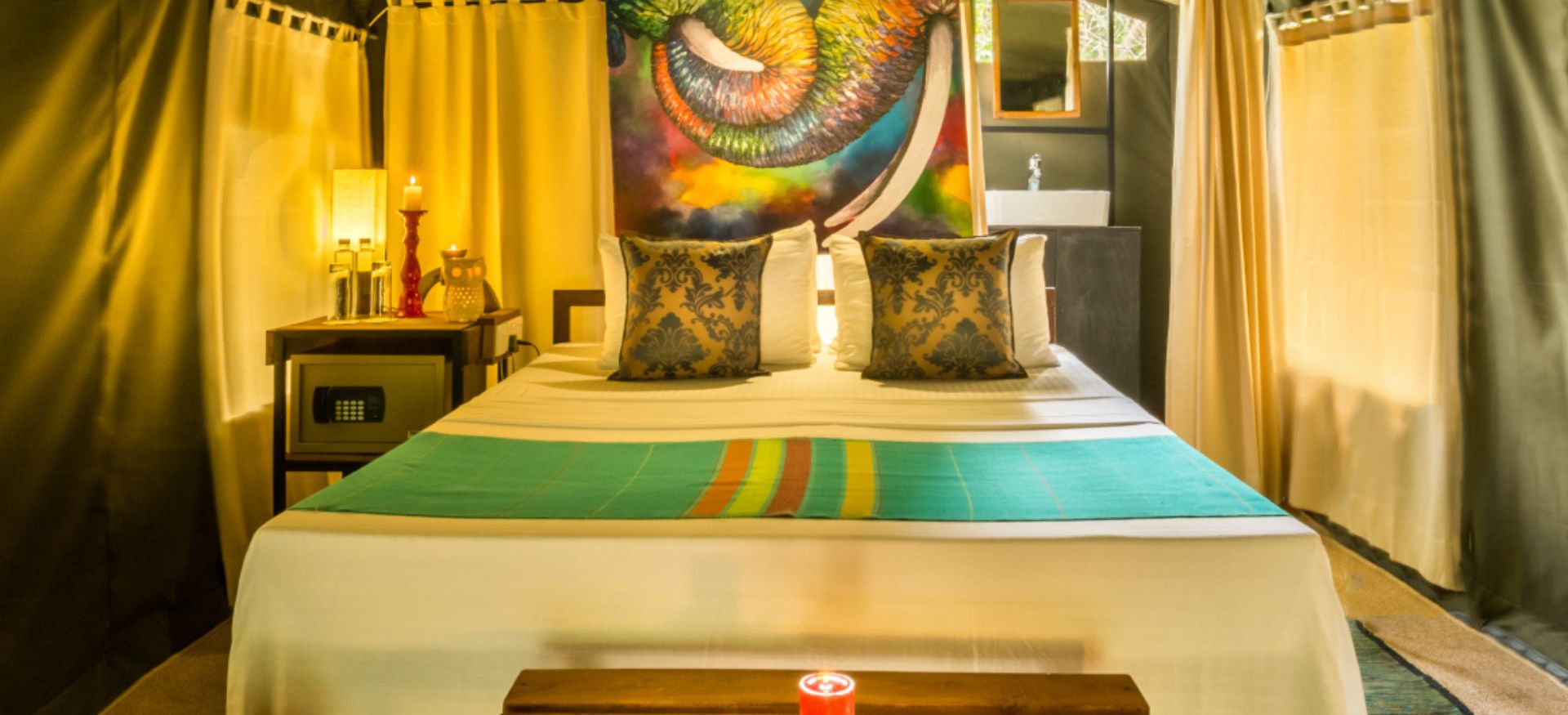 bed arrangement at mahoora tented safari camps yala national park in sri lanka